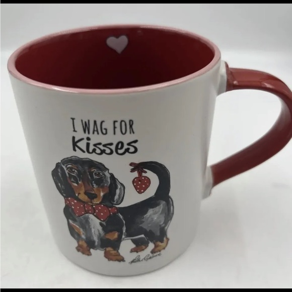NEW-Spectrum Design 18oz Ceramic I Wag for Kisses Mug By Heather Goldminc - Picture 2 of 5
